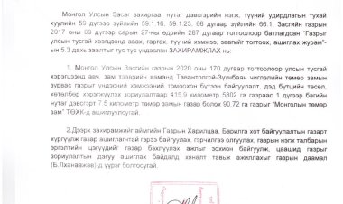 УЛСЫН ТУСГАЙ ХЭРЭГЦЭЭНИЙ ГАЗАРТ ГАЗАР АШИГЛУУЛАХ ТУХАЙ