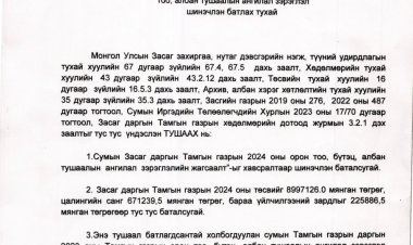 ТАМГЫН ГАЗРЫН БҮТЭЦ ОРОН ТОО 2024 ОН